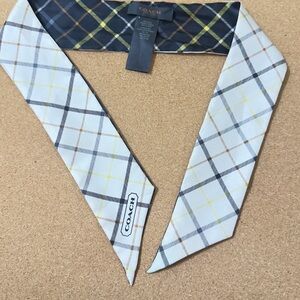 Coach Women's Silk Skinny Scarf with Checkered Design